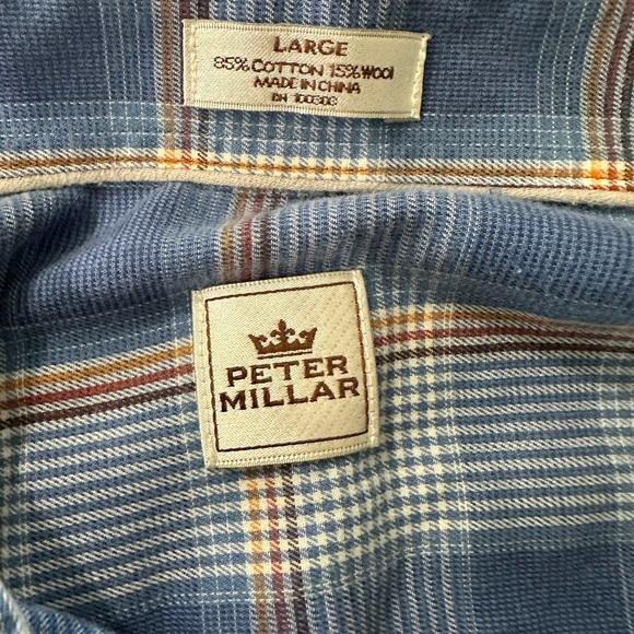 Peter Millar Button Down Long Sleeve Cotton Wool Blend Shirt-Size Large - Picture 3 of 6